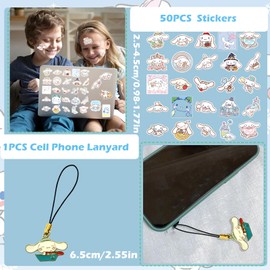 Cinnamoro Cinnamoroll Gift Set, Sanrio Bracelet, Cinnamoroll Key Ring, Cinnamoroll Bracelet, Cinnamoroll Necklace, Cinnamoroll Stickers