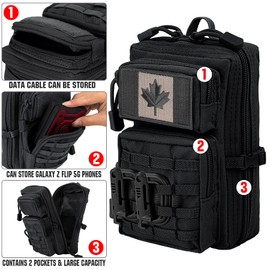 bvya Tactical Molle Utility Pouch Compact Tool Pouch Mini Waist Bag Backpack-Design Phone Pouch with Flag Patch and D-Rings