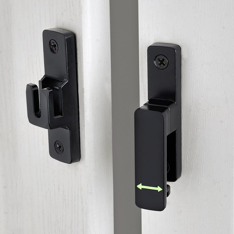 Wocoe 3 Packs Black 90/180° Barn Door Lock，Zinc Alloy Flip