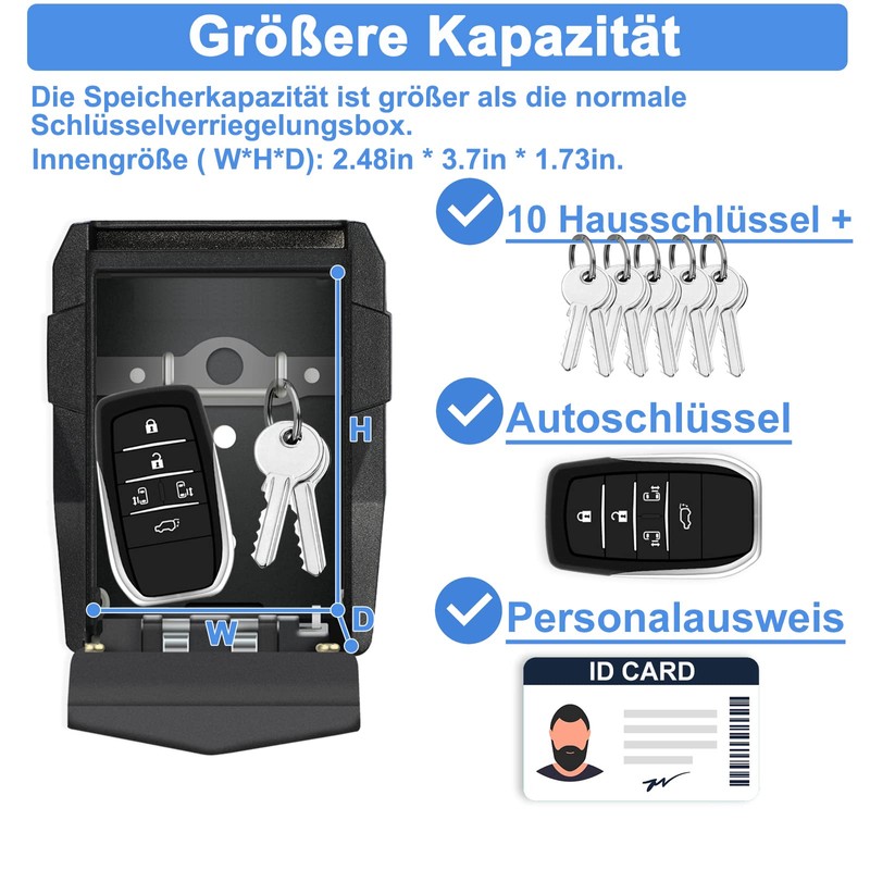 ZHEGE Key Safe with Number Code Outside, Key Safe Car,