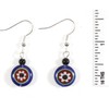 "Flower Power" Blue and Red Boho Millefiori Earrings, Dangle 1.25