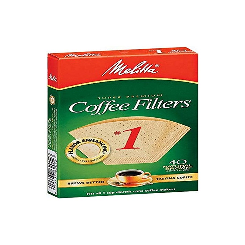 Melitta 620122#1 40 Count Natural Brown Cone Coffee Filters, Brown