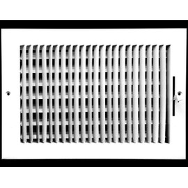 12" X 8" 1-Way AIR Supply Grille - Vent Cover & Diffuser - Flat Stamped Face - White [Outer Dimensions: 13.75"w X 9.75"h]