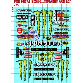 White Vinyl Sticker Gang Sheet 34 Energy Racing Sponsor Lexan Body Car Fits 1/10-1/12 Scale DIE Cut- R/C Model Decal Stickers | Radio Control | Slot Cars | Pinewood Derby