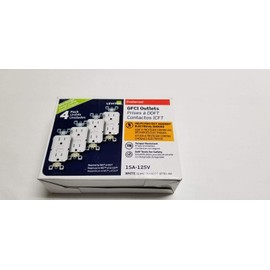 Leviton GFTR1-4W SmarTest Self-Test SmartlockPro Slim GFCI Tamper-Resistant Receptacle with LED Indicator, 15-Amp, 4-Pack, White