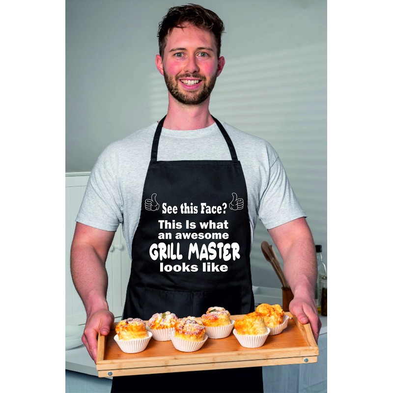 Print4U Awesome Grill Master Novelty Funny Apron BBQ Slogan Baking
