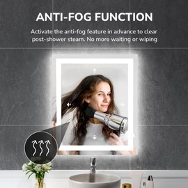 USHOWER USHOWER 24x32 Inch Modern LED Bathroom Mirror - Smart Backlit Vanity Mirror with Anti-Fog, Dimmable Lights, Wall Mounted, 1/5 Inch Tempered Glass