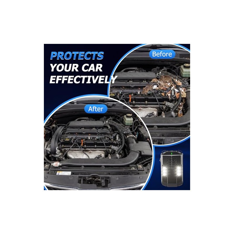 4 Pack Upgraded Rodent Repeller for Cars, 3-in-1 Power Supply