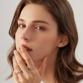 Turquoise Earrings for Women, Screw Back Removal-free Safe 925 Sterling Silver Post Stud Earrings for Sensitive Ears, Dual-Sided Wear Earrings turquoise Jewelry for Women/Girls