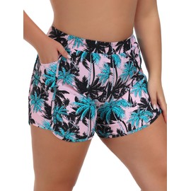 Ocean Blues Women’s Black High Waisted Board Shorts UPF 50+ Swim Shorts Quick Dry Trunks with Liner Size Medium