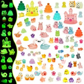 Tardigrade 100pcs Mini Resin Animals 24 Types Bulk, Glow in The Dark Mini Ducks Tiny Animals, Variety Micro Landscape Miniatures Creatures Decoration for Potted Plants Garden Aquariums and Dollhouse