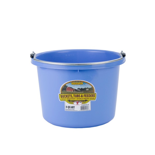 Miller Manufacturing P8BERRYBLUE Plastic Round Back Bucket for Horses, 8-Quart