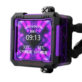 Thermalright FW PRO 360 ARGB Black CPU Water Cooler with PWM Fan, 2000RPM Speeds,IPS LCD Screen with 320 * 320 Resolution,Liquid CPU Cooler,for AM5/Intel 1851/1700,2.73inch Display Screen