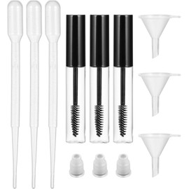 9 Piezas 10 Ml de Rímel Vacío Botella de de para Pesta?as para Cosméticos de Bricolaje Aceite de Ricino (Botella de 3 X 10 Ml +3 X Embudo +3 X Gotero) Gotero Pestañas