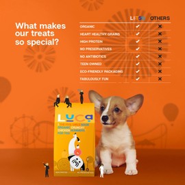 Luca And The Five Girls Crunchy Dog Treats Variety Pack - Chicken, Beef, & Pumpkin Flavor - High Protein, Grain-Inclusive, USDA Certified Organic, Human-Grade - Delicious & Healthy Snack for Dogs