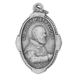 Venerare Traditional Catholic Saint Medal (Padre Pio), 1", Metal, No Gemstone