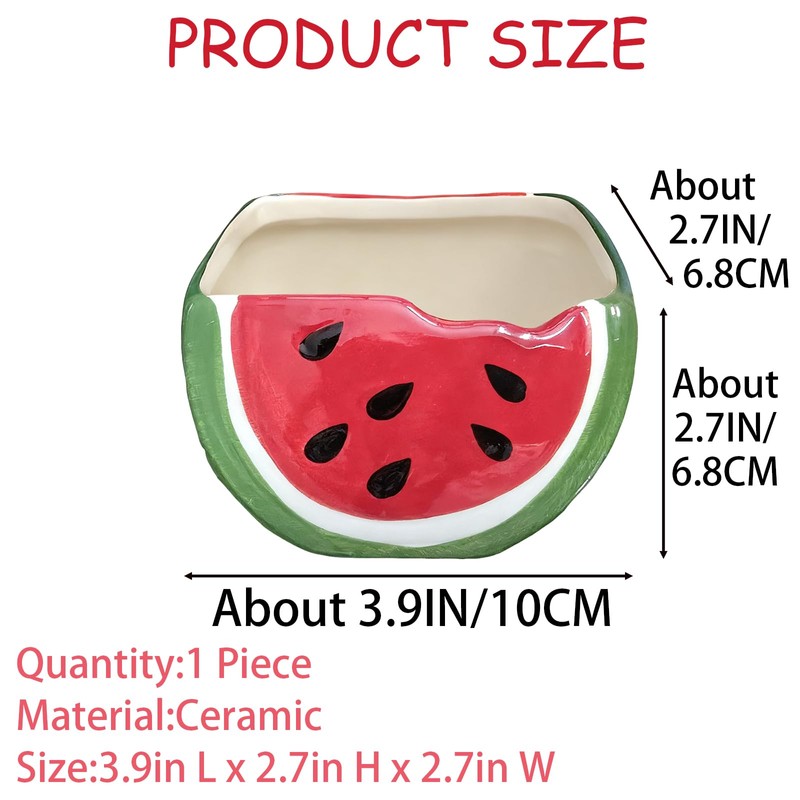 Cute Watermelon Shape Ceramics Planters, Ceramic Succulent Pots with Drainage