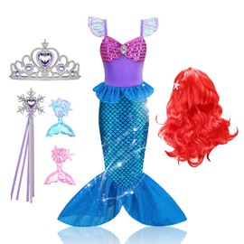 Tindisonka Princess Mermaid Ariel Costume Dress (110)