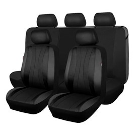 Flying Banner car seat Covers Set airmesh Breathable Fashion Easy Bench Split Protectors Sport Fashion (Black & Black, Full Set - Low Back)