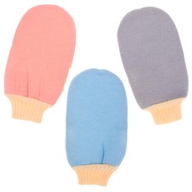 Healeved Deep Cleansing Body Exfoliator Gloves Shower Mitts African Net Sponge Skin- Mitts for Men Women Set of 3 Colors