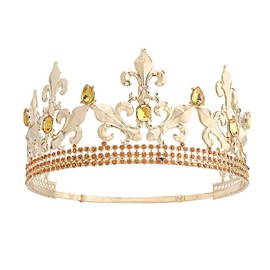 Royal King Crown Men's Metal Prince Crowns Tiaras Full Round for Christmas/Wedding/Prom/Pageant/Birthday Party Photography, Metal