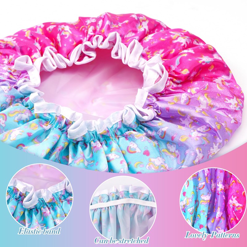 G2PLUS 2PCS Kids Shower Caps, Elastic Bath Caps for Kids,