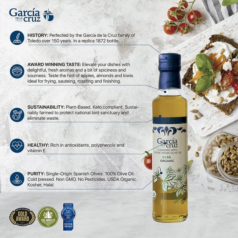 Infused Olive Oil - Basil - Aromatic Flavored Oil by