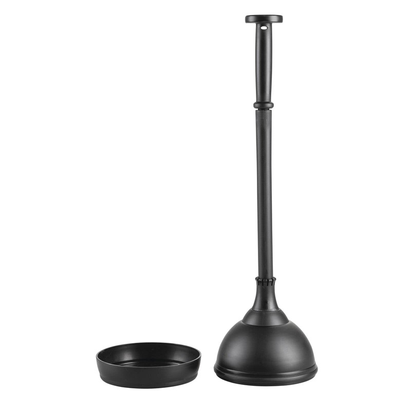mDesign Plastic Toilet Plunger with Lift & Lock Cover Set,