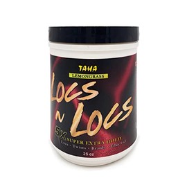 Taha Locs & Locs Gel - 5X Super Extra Hold, Natural & Non-Damaging for Locs, Braids, Twists - Salon Size (Lemongrass, 25 Oz, Pack of 1)