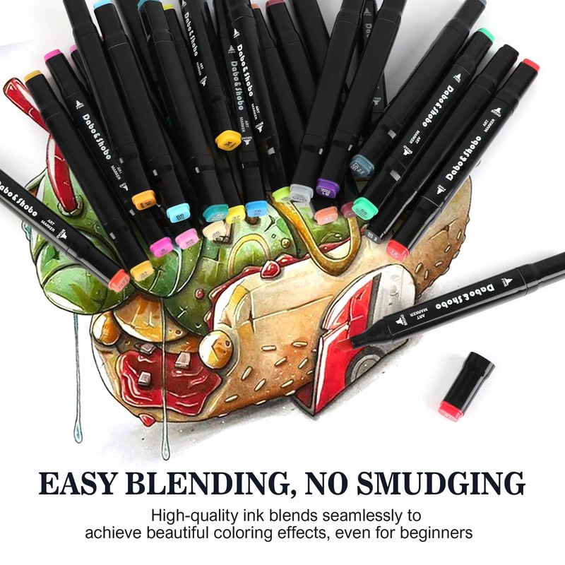 Dabo&Shobo 24 Colors Drawing Markers, Dual Tip Art Markers, Coloring