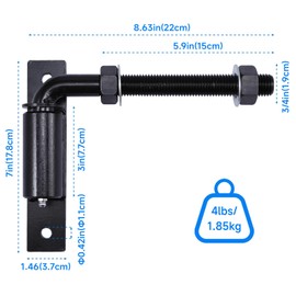 Soiiw J Bolt Gate Hinge Heavy Duty with Hole Base for Wooden and Iron Gate Up to 1100 Pounds, Lubricated Ball Bearing Hinge 2 Pack (3/4" Type)