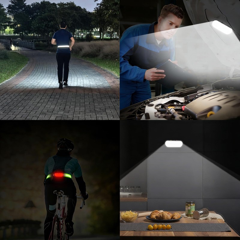 DOKEEP ランニングライト 反射バンド付きウエストライト USB-C充電 350ルーメン 220°広角照射 360°反射シート 2000mAh大容量バッテリー 6モード マグネット機能付き
