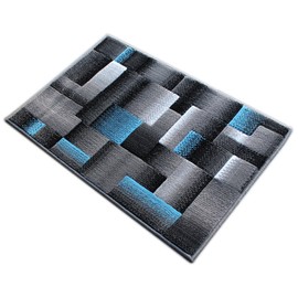 Masada Rugs, Modern Contemporary Area Rug, Blue Grey Black (2 Feet X 3 Feet) Mat