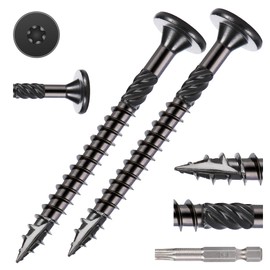 Bobibbi Heavy Duty Wood Screws #14 x 2-7/8", Star Drive Deck Screws, Rust Resistant Outdoor Screws for Log, Timber, Landscaping & Fence, 50 PCS, Black