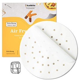 Katbite 9 Inch Air Fryer Parchment Paper, 120Pcs Parchment Paper for Air Fryer Liners, Non-Stick Perforated Parchment Paper for Air Fryer, Bamboo Steamer Liners, Steaming Papers