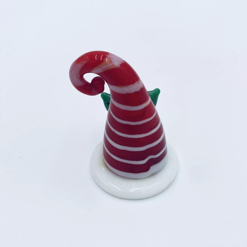 Pier 1 Glass Santa Hat Figurine Candy Cane Striped New