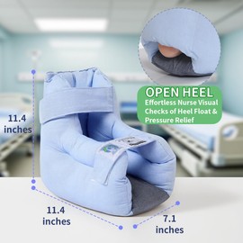 EZ Assistive Heel Protectors for Pressure Sores & Bed Sores - Open Heel Design with Adjustable Straps, Soft & Supportive Padding, Machine Washable - One Size Fits Most (Single Pack，Blue)