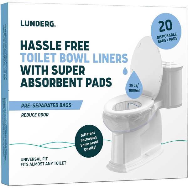 Lunderg Toilet Liners with Super Absorbent Pads - Value Pack