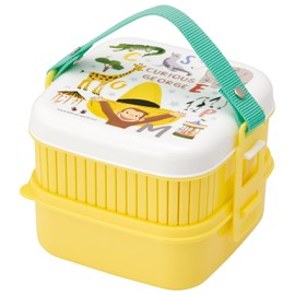 Skater ZOO P25 Large Lunch Box, Excursion Bento Box, 2-Tier Picnic Box, Curious George