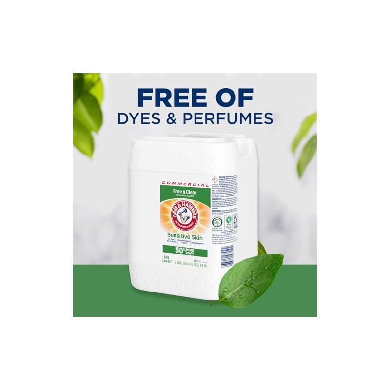 Arm & Hammer 33200-97550 Liquid Laundry Detergent Free & Clear,