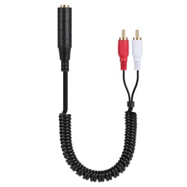 ELNONE 0.8M/2.6FT 6.35mm to 2RCA Audio Adapter，1/4 inch 6.35mm TRS Female to 2 RCA Male Audio Speaker Y Adapter Splitter with Expansion Cable (6.35mm Female to 2 RCA Male)