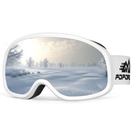 POPOACTI Polarized Spherical Ski Goggles,100% UV Protection,Anti Fog,Snowboard Goggles for Men Women Youth Skiing Sports (Silver)