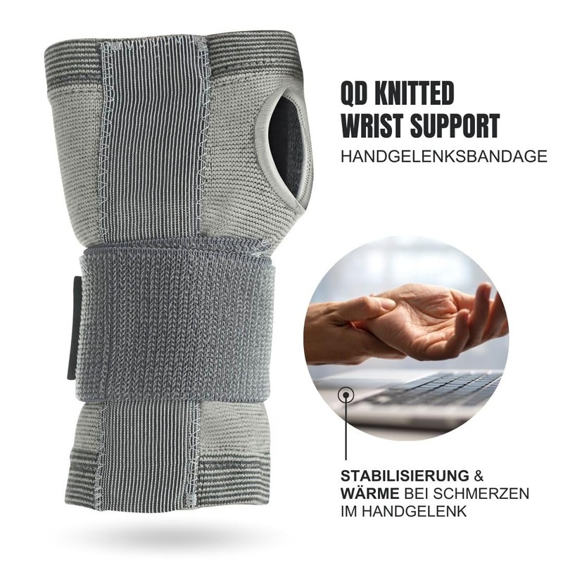 Rehband QD Wrist Brace, Knitted Wrist Support, Hand Stabilisation, Colour: