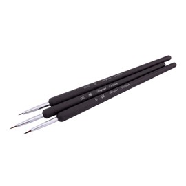 AKORD Professional Brown Nail Art Brushes with Nail Art Brush Pen, Pack of 3