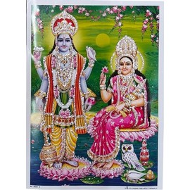 Rastogi Handicraft India Best Of Reprint Hindu God Poster/Picture With Unframed (White Paper, Laxmi-Narayan-Ji-7"X5")