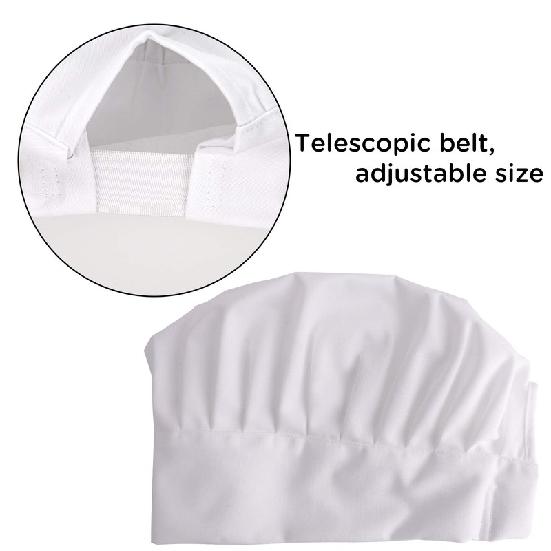 SAVITA Hat Apron Set White Chef Hat Black and White