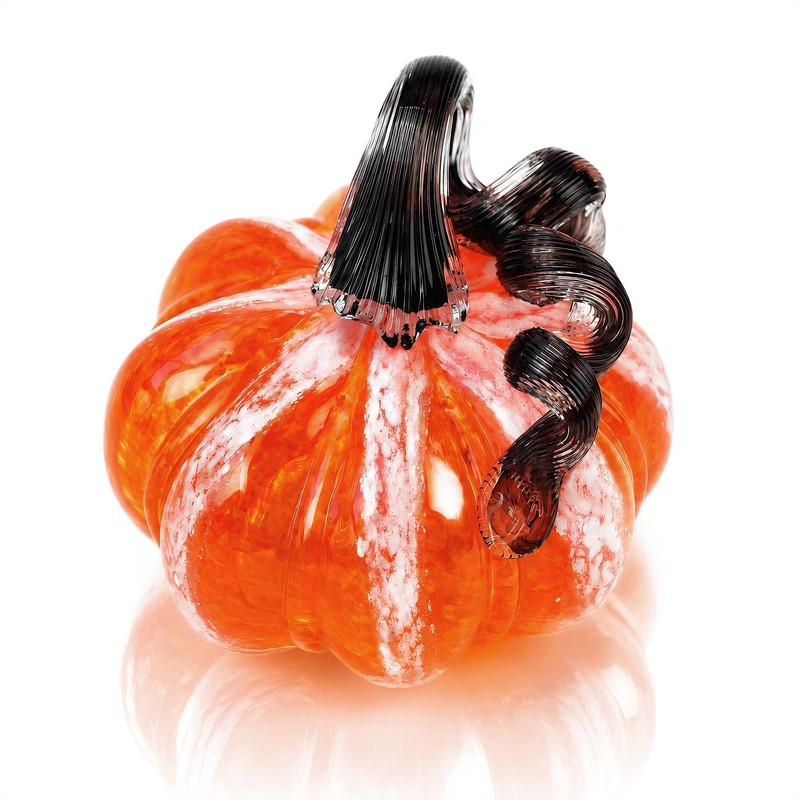 Hand Blown Glass Pumpkin Collectible Figurine Art Glass Pumpkin Paperweight
