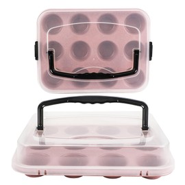 Spmarkt 2-Pack Pink Cupcake Pan with Lid, 12-Cup Nonstick Cupcake Baking Pan with Handle for Easy Baking and Travel – Perfect Cupcake Pan for Parties, Birthdays, and Gifting