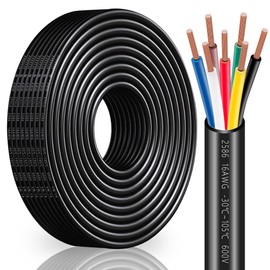 16 Gauge Wire 7 Conductor,16 AWG Electrical Wire Stranded PVC Oxygen Free Copper Trailer Cable Cord,16FT 16/7 Wire Pure Copper Flexible Cable (16AWG-7C, 16FT)