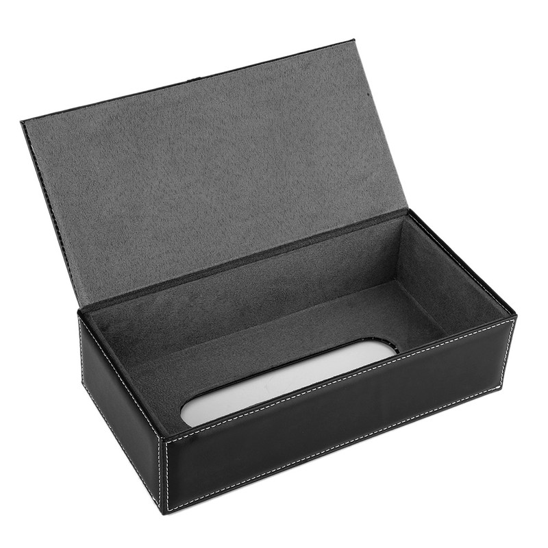 Black PU Leather Sun Visor Tissue Boxes Napkin Paper Towel